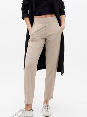 Athleta Womens Brooklyn Mid Rise Ankle Pants Sz 10 Beige Pull On Lightweight